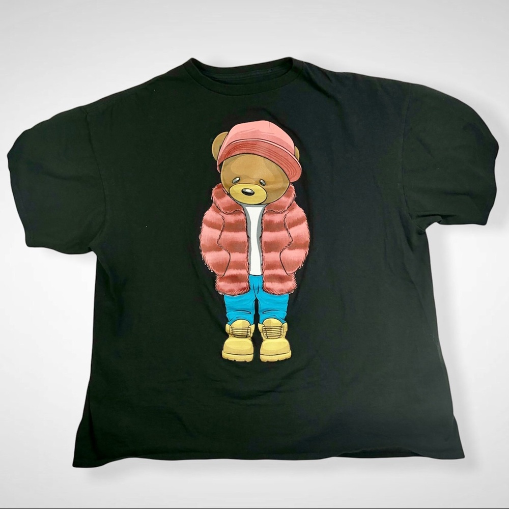 Hard Ten Clothing Co Graffiti Bear Graphic T Shirt - XXL Black